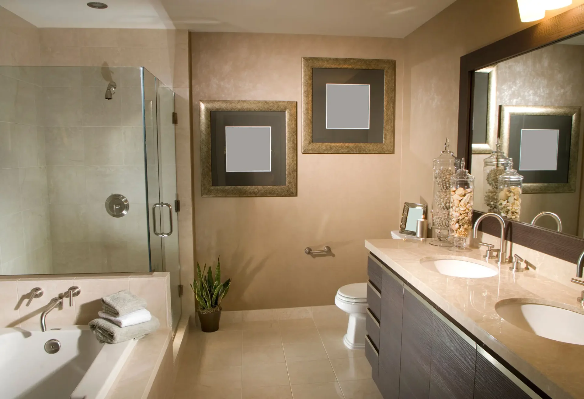 Modern bathroom with glass shower