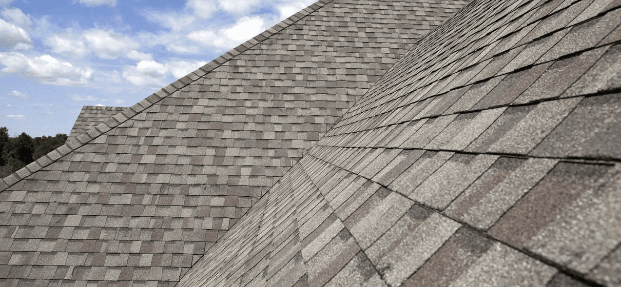 Close-up of shingled rooftop pattern